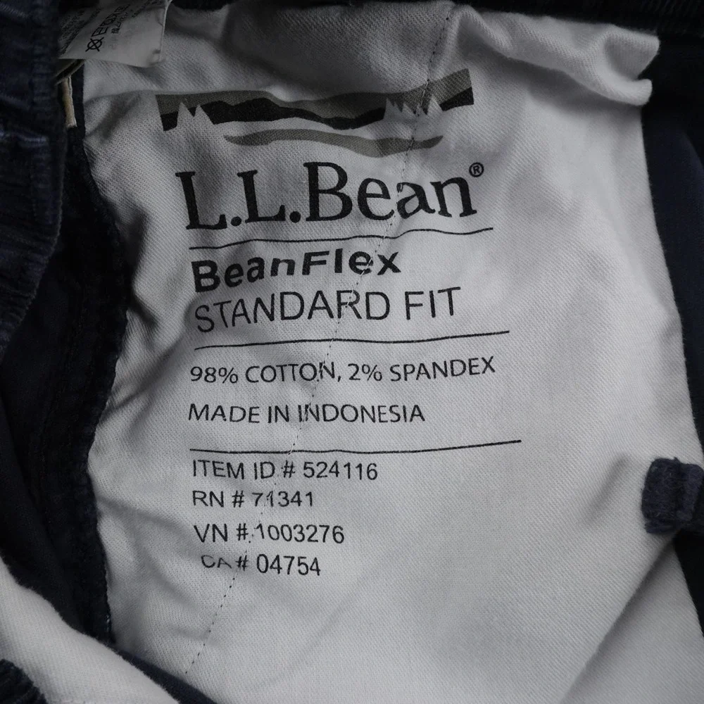 LL Bean Pants Mens M Blue‎ Beanflex Corduroy Cord Chino Drawstring Hike Stretch